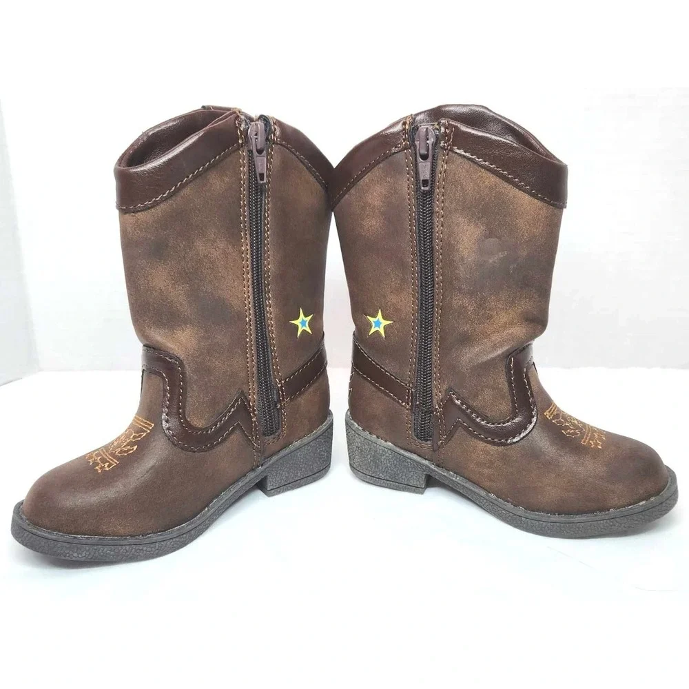 Disney Toy Story Woody Bullseye Cowboy Boots Side Zip Brown Toddler Boys Size 5